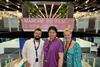 Director Erke Djumakmatova with producers Katerina Tarbo-Ignatenko and Pavel Feldman in Cannes
